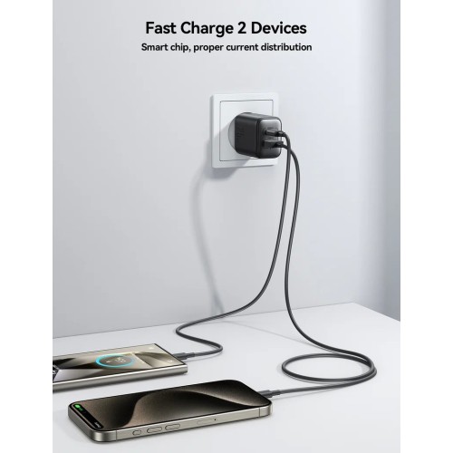 ĮKROVIKLIS JOYROOM JR-TCF13 25W USB-C / USB-A JUODAS
