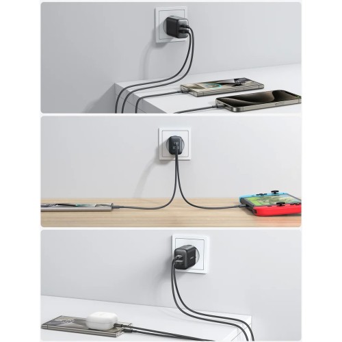 ĮKROVIKLIS JOYROOM JR-TCF13 25W USB-C / USB-A JUODAS