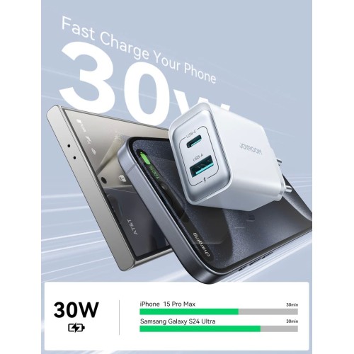 ĮKROVIKLIS JOYROOM JR-TCF15 30W USB-C / USB-A BALTAS