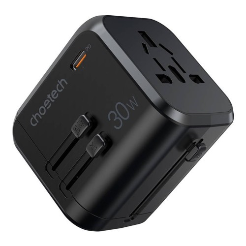 UNIVERSALUS KELIONINIS ĮKROVIKLIS CHOETECH PD5008 30W USB-C / 3XUSB-A JUODAS UNIVERSALUS KELIONINIS ĮKROVIKLIS CHOETECH PD5008 30W USB-C / 3XUSB-A JUODAS