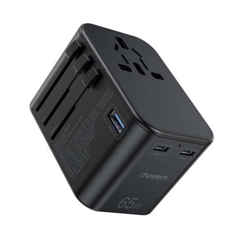 UNIVERSALUS KELIONINIS ĮKROVIKLIS CHOETECH PD5009 65W 2XUSB-C / USB-A JUODAS UNIVERSALUS KELIONINIS ĮKROVIKLIS CHOETECH PD5009 65W 2XUSB-C / USB-A JUODAS