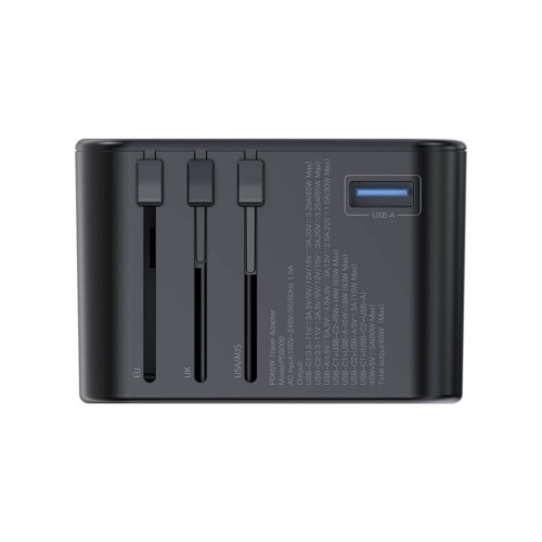 UNIVERSALUS KELIONINIS ĮKROVIKLIS CHOETECH PD5009 65W 2XUSB-C / USB-A JUODAS