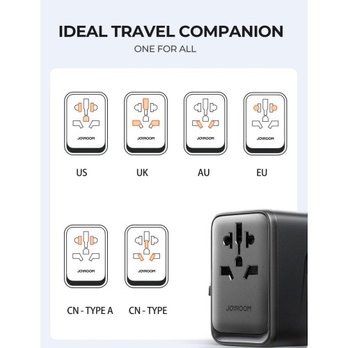 UNIVERSALUS KELIONINIS ĮKROVIKLIS JOYROOM JR-TCW01 15W 3XUSB-A / USB-C JUODAS