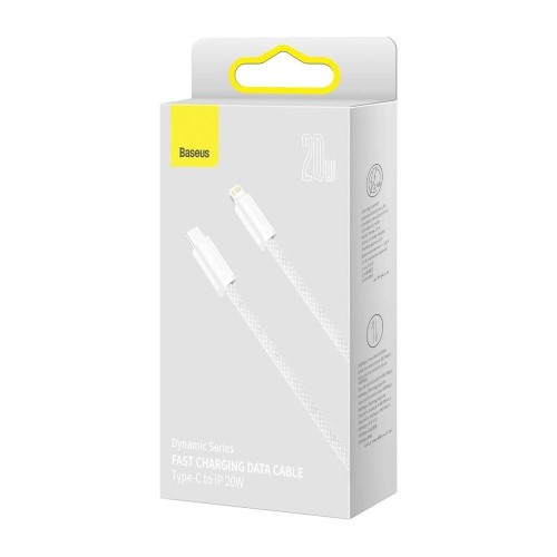 KABELIS BASEUS DYNAMIC IŠ TYPE-C Į LIGHTNING 20W 1.0M BALTAS CALD000002