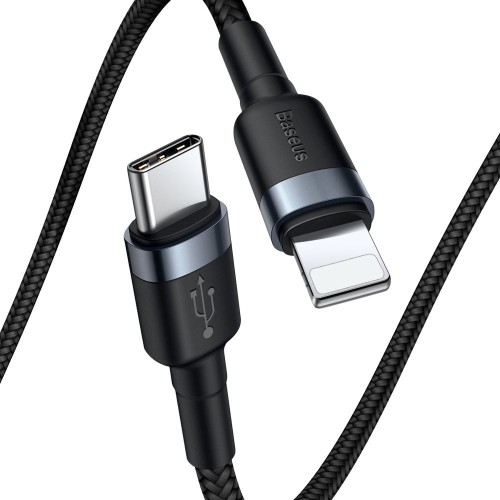 USB KABELIS BASEUS CAFULE PD20W TYPE-C TO LIGHTNING 1.0M PILKAS-JUODAS CATLKLF-G1