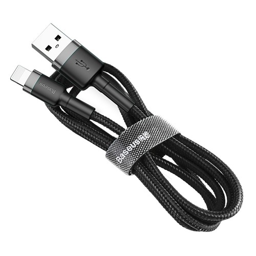 USB KABELIS BASEUS CAFULE USB-A TO LIGHTNING 1.5A 2.0M PILKAS-JUODAS CALKLF-CG1