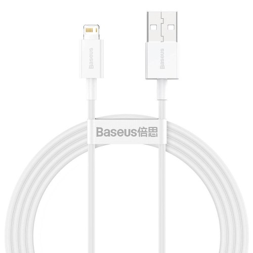 USB KABELIS BASEUS SUPERIOR IŠ USB Į LIGHTNING 2.4A 1.5M BALTAS CALYS-B02