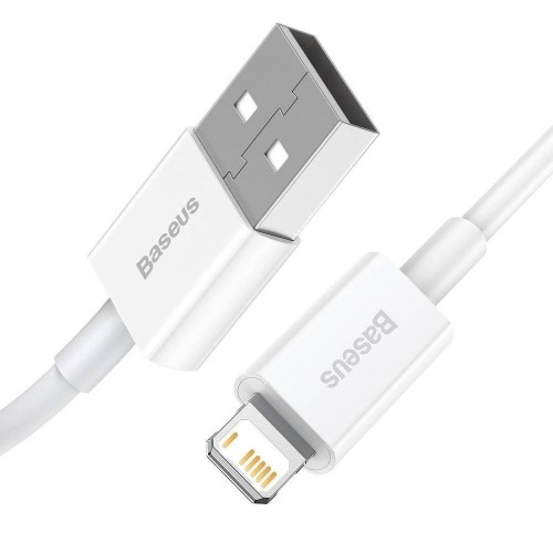 USB KABELIS BASEUS SUPERIOR IŠ USB Į LIGHTNING 2.4A 1.5M BALTAS CALYS-B02