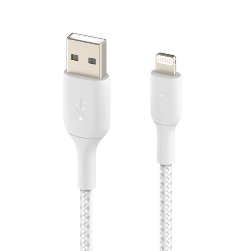 USB KABELIS BELKIN BOOST CHARGE BRAIDED USB-A TO LIGHTNING 1.0M BALTAS