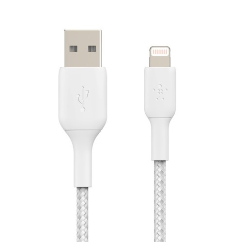 USB KABELIS BELKIN BOOST CHARGE BRAIDED USB-A TO LIGHTNING 1.0M BALTAS