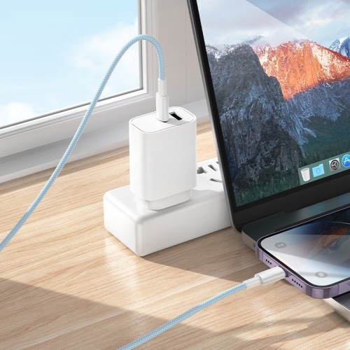 USB KABELIS BOROFONE BX117 USB-C TO LIGHTNING 1.0M BALTAS