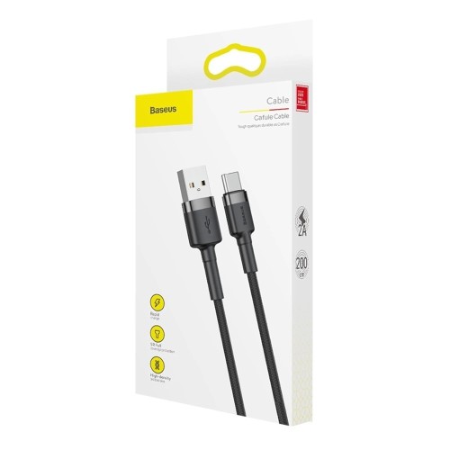USB KABELIS BASEUS CAFULE TYPE-C 2.0M 2.0A PILKAS-JUODAS CATKLF-CG1