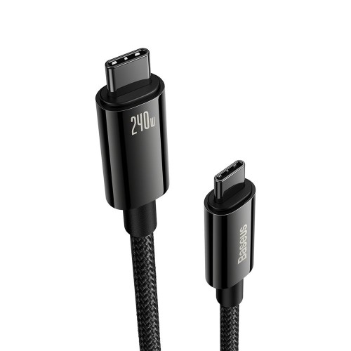 USB KABELIS BASEUS TUNGSTEN 240W USB-C TO USB-C 1.0M JUODAS CAWJ040001