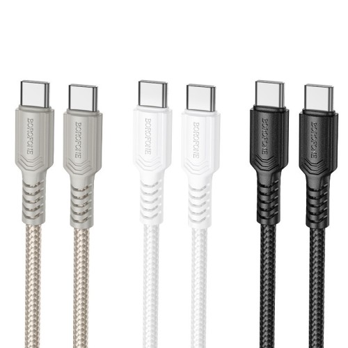 USB KABELIS BOROFONE BX116 60W USB-C TO USB-C 1.0M BALTAS