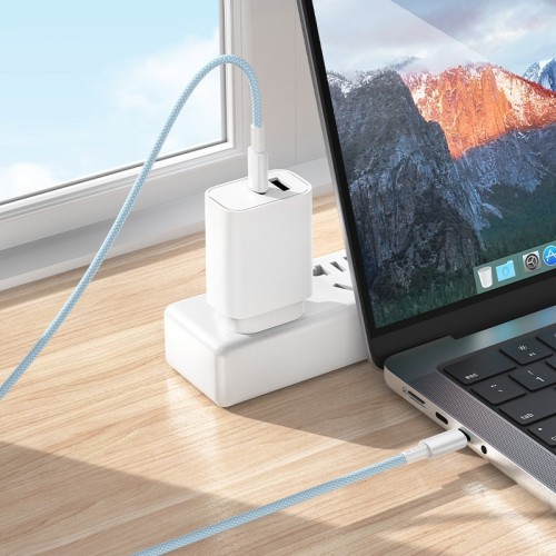 USB KABELIS BOROFONE BX117 60W USB-C TO USB-C 1.0M BALTAS