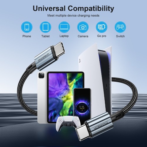 USB KABELIS CHOETECH XCC-1015 USB-C TO USB-C PD60W 2.0M JUODAS