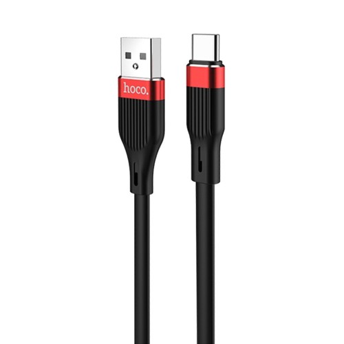 USB KABELIS HOCO U72 TYPE-C 1.2M SILIKONINIS JUODAS