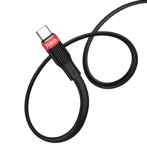 USB KABELIS HOCO U72 TYPE-C 1.2M SILIKONINIS JUODAS