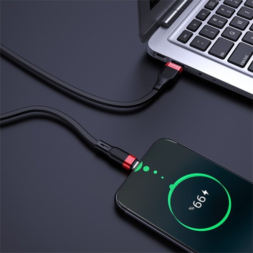 USB KABELIS HOCO U72 TYPE-C 1.2M SILIKONINIS JUODAS