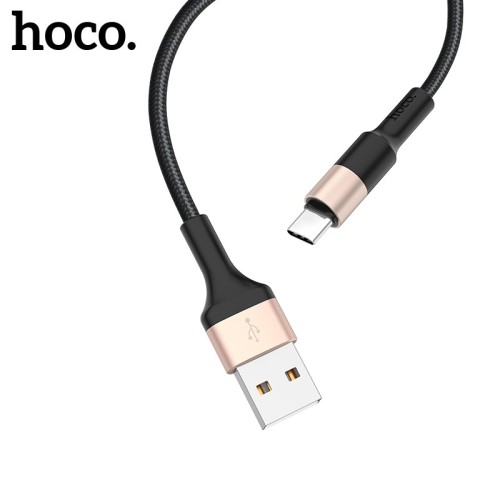 USB KABELIS HOCO X26 TYPE-C 1.0M JUODAS-AUKSINIS