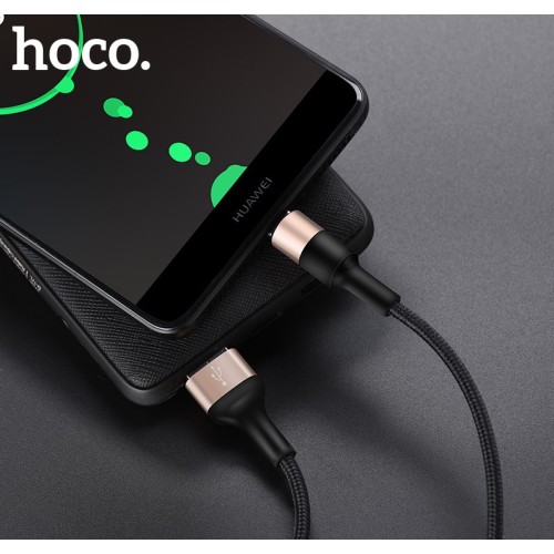 USB KABELIS HOCO X26 TYPE-C 1.0M JUODAS-AUKSINIS