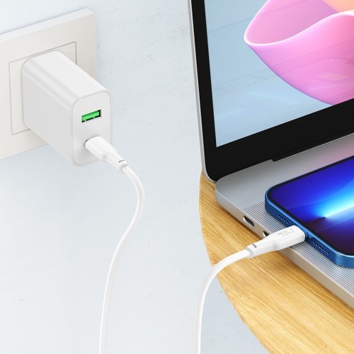 USB KABELIS HOCO X93 60W USB-C TO USB-C 1.0M BALTAS