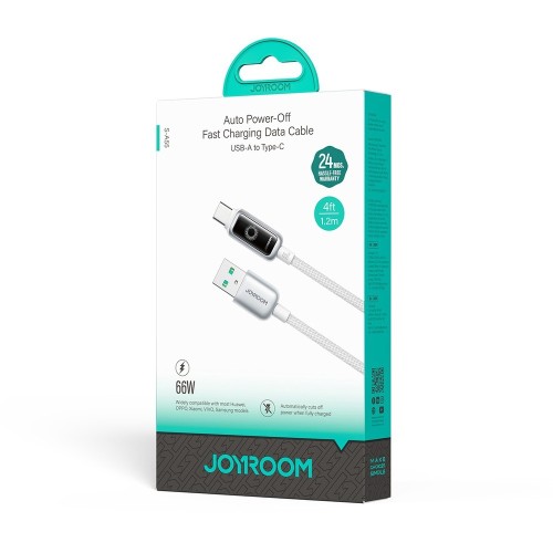 USB KABELIS JOYROOM S-A55 USB-A TO USB-C 66W 1.2M BALTAS
