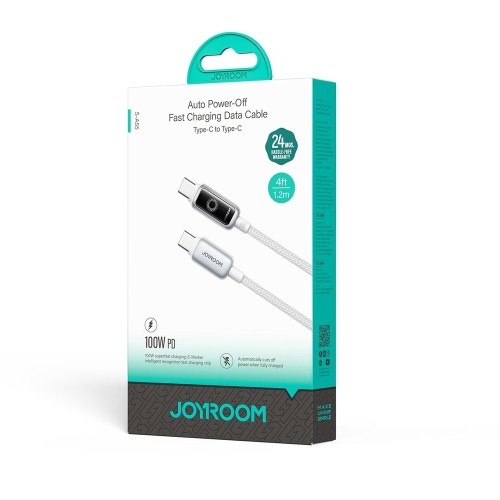 USB KABELIS JOYROOM S-A55 USB-C TO USB-C 100W 1.2M BALTAS