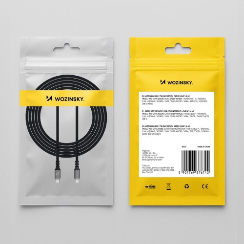 USB KABELIS WOZINSKY WPS-UY41S USB-C THUNDERBOLT 4 240W 1.0M JUODAS