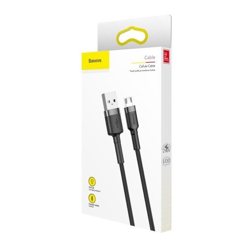 USB KABELIS BASEUS CAFULE MICROUSB 1.0M 2.4A PILKAS-JUODAS CAMKLF-BG1