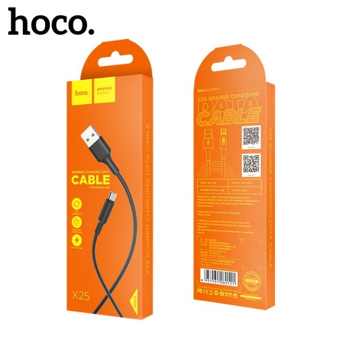 USB KABELIS HOCO X25 MICROUSB 1.0M JUODAS