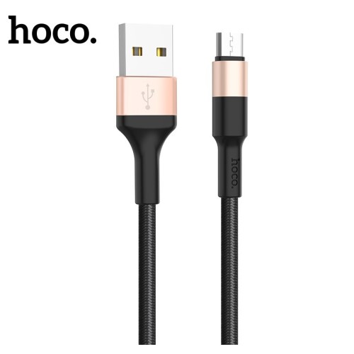 USB KABELIS HOCO X26 MICROUSB 1.0M JUODAS-AUKSINIS