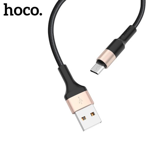 USB KABELIS HOCO X26 MICROUSB 1.0M JUODAS-AUKSINIS