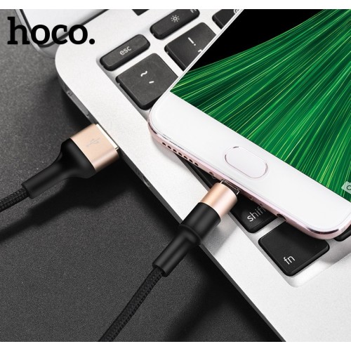 USB KABELIS HOCO X26 MICROUSB 1.0M JUODAS-AUKSINIS