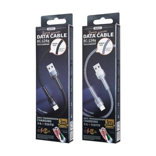 USB KABELIS REMAX RC-124M USB-A TO MICROUSB 1.0M JUODAS