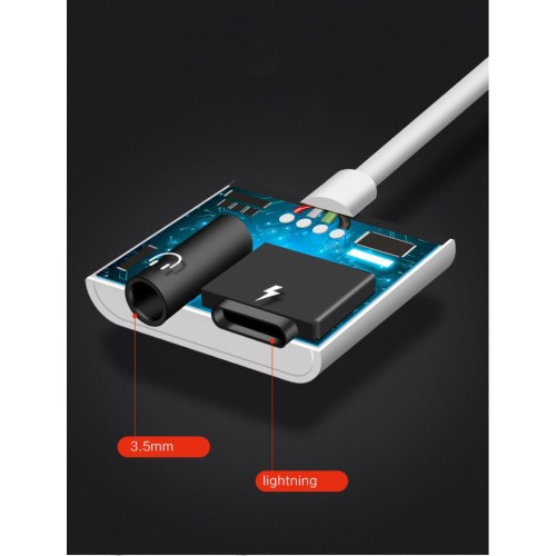 ADAPTERIS BLUETOOTH ADP13 IŠ LIGHTNING Į LIGHTNING + 3,5MM BALTAS