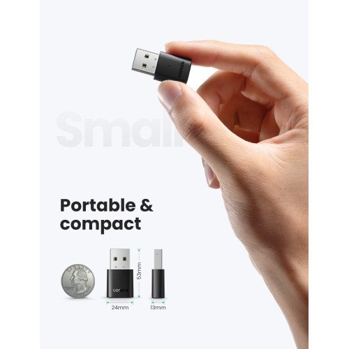 BLUETOOTH ADAPTERIS UGREEN CM390 BLUETOOTH 5.0 JUODAS