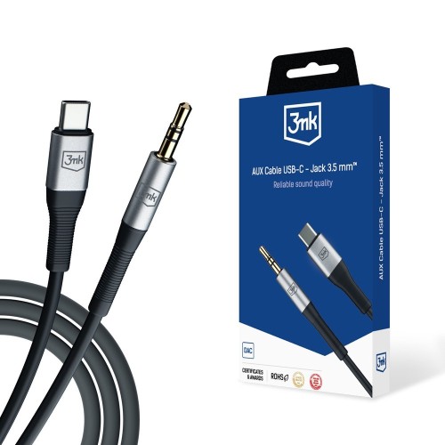 AUDIO KABELIS 3MK USB-C TO 3,5MM 1.0M JUODAS