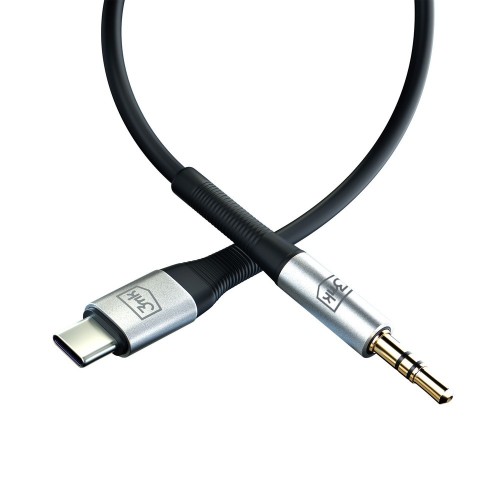 AUDIO KABELIS 3MK USB-C TO 3,5MM 1.0M JUODAS