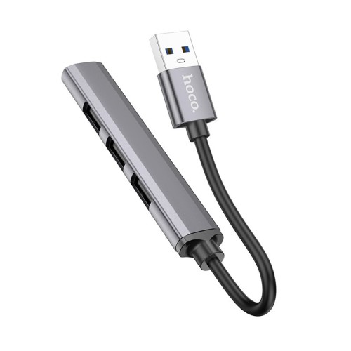 USB ŠAKOTUVAS HOCO HB26 4-IN-1 ADAPTER USB-A TO 1XUSB3.0 + 3XUSB2.0 PILKAS