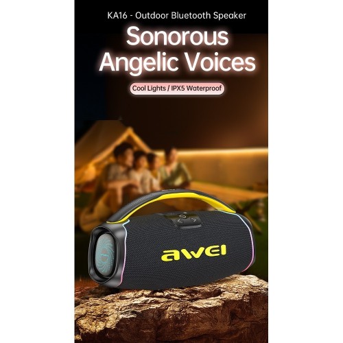BLUETOOTH NEŠIOJAMAS GARSIAKALBIS AWEI KA16 60W JUODAS