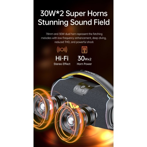 BLUETOOTH NEŠIOJAMAS GARSIAKALBIS AWEI KA16 60W JUODAS