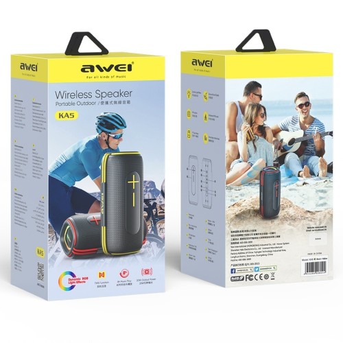 BLUETOOTH NEŠIOJAMAS GARSIAKALBIS AWEI KA5 20W JUODAS