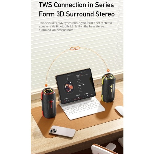 BLUETOOTH NEŠIOJAMAS GARSIAKALBIS AWEI KA5 20W JUODAS