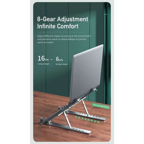 SULANKSTOMAS NEŠIOJAMO KOMPIUTERIO STOVAS AWEI X26 SIDABRINIS