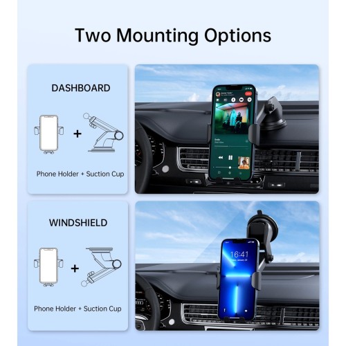 AUTOMOBILINIS LAIKIKLIS-ĮKROVIKLIS CHOETECH T203-F 15W GRAVITY CAR CHARGER HOLDER JUODAS