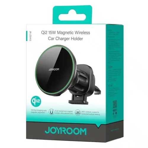 AUTOMOBILINIS LAIKIKLIS-ĮKROVIKLIS JOYROOM JR-ZS412 QI2 MAGSAFE 15W JUODAS