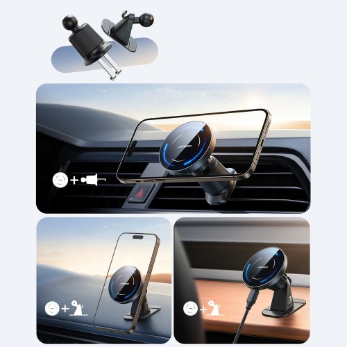 AUTOMOBILINIS LAIKIKLIS-ĮKROVIKLIS JOYROOM JR-ZS502 MAGSAFE 15W (AIR VENT / DASHBOARD) JUODAS