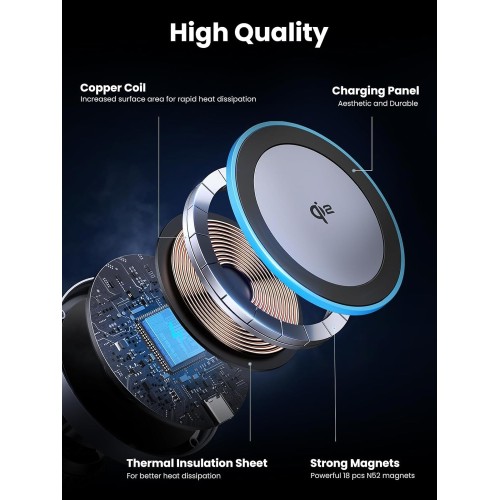 AUTOMOBILINIS LAIKIKLIS-ĮKROVIKLIS UGREEN W708 MAGSAFE 15W (35970) JUODAS