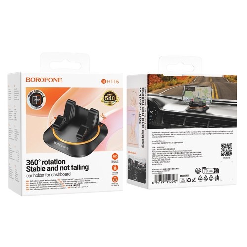 AUTOMOBILINIS TELEFONO LAIKIKLIS BOROFONE BH116 (DASHBOARD) JUODAS